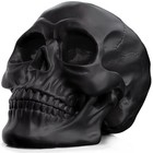 Halloween Skull Statue  Human Head Bone For Home Decor Art Deco Resin  black 