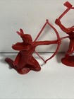 3 Marx Toys Western Indian Playset Figures In Red For Fort Apache