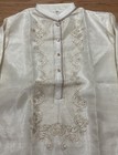 Authentic Men   s Pi  a Organza Barong Tagalog  Size Xl   Beige Color  New