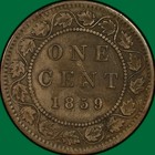 1859 Canada Large Cent Queen Victoria Penny Narrow 9 Extremely Fine Xf Coin