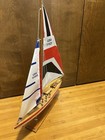 Vintage Wooden Sailboat Model Usa 51025 Nautical Yacht Decor With Stand 16   x 20   