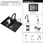 Black Kitchen Sink Single Bowl Stainless Steel Sink With Pull Out Kitchen Faucet