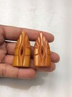 Beautiful Vtg Art Deco Deep Carved Amber Butterscotch Bakelite Fur Clips Pin