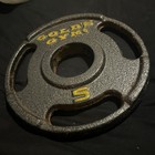Vintage 5 Lb Golds Gym Cast Iron Weight Plate 2    Center  please See All Pics 