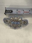 Vintage Light Blue Rhinestone Crystal Flower Shaped Clip Hair Claw Hairpin