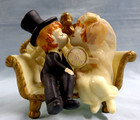 Vintage Wilton Wedding Bride   Groom Couple On Couch Cake Topper 1970