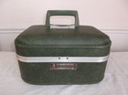 Vintage 1970   s Trojan Carry-on Train Makeup Case Green No Mirror  Tray Or Key