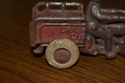 Vintage 1930s Hubley Toy Indian Motorcycle Red Cast Iron Crash Car