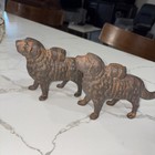 Antique Cast Iron Saint Bernard Dogs Bank Pack Saddle Coin Bank Vintage Pair 