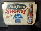 Rare Vintage 1960s Pabst Blue Ribbon Wood 3d Sign P-454 Ask For A Shorty 1 1     
