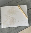 Gold Stamped Wedding Guest Book  Wedding Guest Book With Pen  Floral Guest Book 