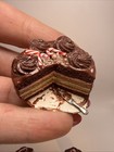 Artisan Christmas Chocolate Peppermint Cake Dollhouse Miniature With Two Slices