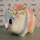 Vintage Ceramic Pink Floral Pig Coin Piggy Bank Made  In Japan Cute 
