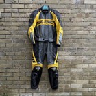 Dainese Tribal Men   s Full Armoured Leather Motorcycle Suit Black yellow Size M