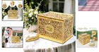 Large Lockable Wedding Card Box In Glittering Gold - Perfect For All Occasions