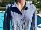 J Jill Blue Chambray Blue Long Tunic Blouse Shirt Button Up M Medium