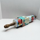 Pioneer Woman Sweet Rose Blue   White Gingham Floral Rolling Pin Nos
