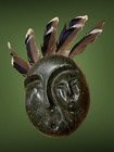 Alaska Native Soapstone Spirit Mask With Feathers