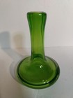 Iconic Mcm Decor Vintage Hand-blown Green Art Glass Heavy Squat Bottle 6  Tall
