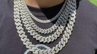 Moissanite Real Miami Cuban Link Prong Chain Iced Hip Hop 925 Silver Necklace