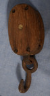 Antique Wood Block Tackle Pulley Wood cast Iron 67 25     Farm Barn Nautical