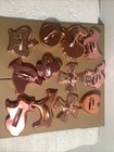 Lot Of 12 Vintage Copper Toned Cookie Cutters Christmas Animals Holiday