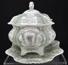Antique Ridgway Brown And Green Transferware  water Lilly  Soup Tureen 1835