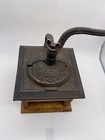Vintage Antique Wood Coffee Bean Burr Grinder Mill Manual Cast Iron Hand Crank 