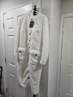 White Boucle tweed Coat Or  Midi Dress With Gold Buttons  Size M