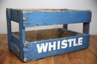 Vintage Whistle Soda Bottle Wood Crate Holder General Store Box Chest Blue