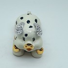 White Pig Metal Enamel Hinged Jewelry Trinket Box Vintage Decorative Ornaments