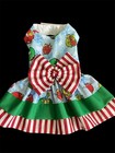 Christmas Dog Dress  Red White Green  Handmade With A  Detachable Bow Medium  