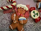 Vintage Ksa Rare Gingerbread Bakers Wood Garland Primitive Farmhouse Christmas