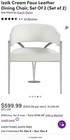 Set Of 2 White Cream Leather Dining Chair - Brand New 2 Chairs Per Purchase 