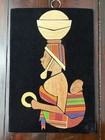 Vintage Ghana Hand Carved Wood Wall Plaque Woman child Profile 12    African Art