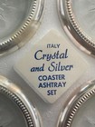 Vintage Crystal And Silver Coaster Ashtray Set - Unopened Leonard Italy 4 Piece