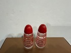 Vintage Red Swirl Glass Salt   Pepper Shakers     Mid Century Set