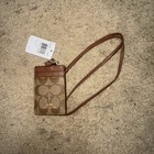 Coach Id Lanyard In Signature Canvas Gold khaki Saddle     badge Holder 63674 