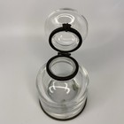 Vintage Glass Inkwell Brass Hinge Glass Top And Brass Trim Heavy Round Antique
