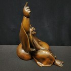 Large Bronze With Metal Inlay  possibly Silver  Sitting Happy Buddha Statue