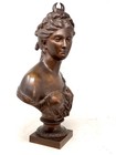 Antique Bronze Bust Of Goddess Diana signed Houdon Musee Du Louvre fine  19 In 