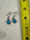 Sterling Silver Mexico Turquoise Inlay Dangle Earrings Circle 925