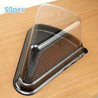 50pcs Clear Cake Slice Containers     Disposable Plastic Boxes With Lids