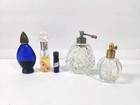 Vintage Small Perfume Bottles Lot Of 5 Crystal Pineapple  Assorted Clear   Blue