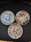 Imari Style Cabinet Plates 6 25    Gilt Red Blue Floral Set 3 Antique Japan
