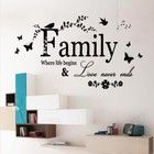 Wall Stickers Butterfly Flower Decal Family Quotes Vinyl Mural Arts Home Decor