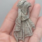 Vintage Rhinestone Dress Clip Heavy Gorgeous Silver Tone