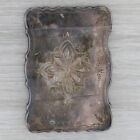 Antique Calling Business Card Case Sterling Silver Ornate Engraved Opens