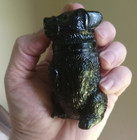1850s Original Blackglass Bear Grease Hair Pomade Jar Boston   Sandwich Glass Co