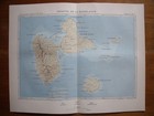 Map  Guadeloupe  Caribbean       antique  Engraving  1891